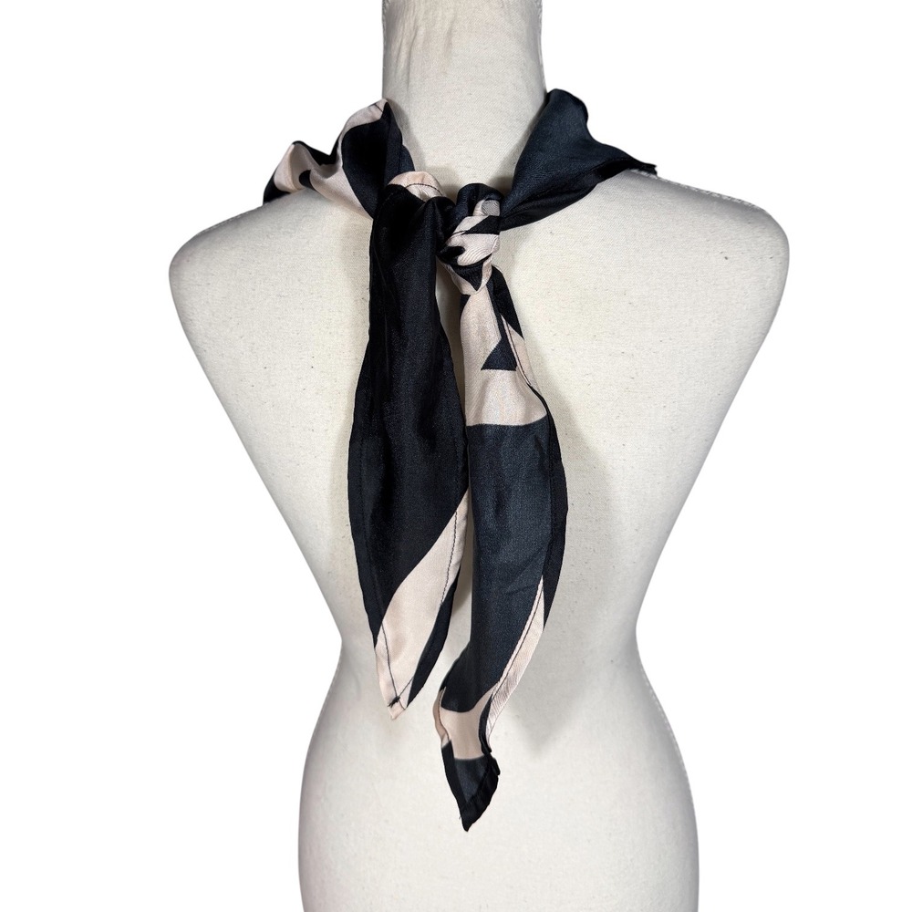 Future Collective x Alani Noelle Satin Scarf Black Cream Abstract - Picture 3 of 11